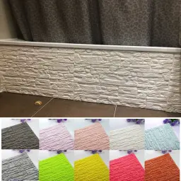 Adesivos de parede 3D Painéis autoadesivos Papel de parede de espuma Decoração de casa Sala de estar Quarto Decoração de crianças Adesivo de tijolo 3D Papéis de parede - Image 1