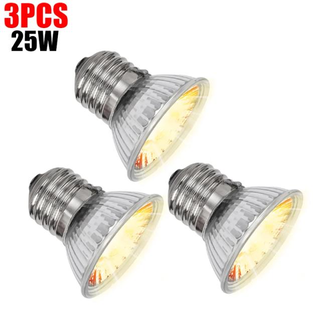 Lampada UV para Répteis e Anfíbios - Kit 5 Peças 25/50/75W para Crescimento e Aquecimento de Tartarugas