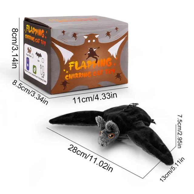 Brinquedo interativo USB recarregável para gatos: chilrear e bat flapping com pelúcia ativada por toque para gatinhos interiores