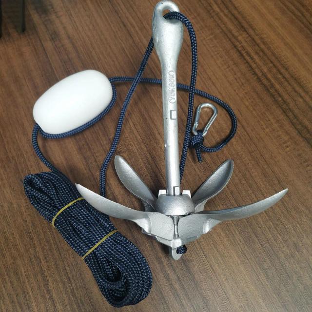 Âncora Dobrável para Barco Grapnel - Corda Marinha Durável de 3,5lb e 40ft