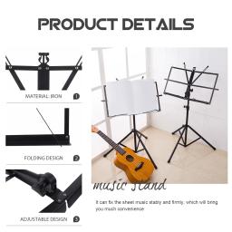 Suporte De Música Dobrável Para Leitura De Livro, Suporte Para Tablet, Suporte Para Estudantes, Desktop Piano De Metal, partitura - Image 4