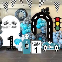Personalizado dois balões de carro de corrida rápida arco festa cenários dois balões de carro de corrida rápida aniversário chá de bebê decoração de festa de casamento - Image 1