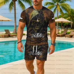 2025 nova camiseta masculina ktm verão leve respirável motocicleta equitação esportes manga curta terno de moda - Image 5
