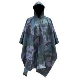 Poncho de caminhada impermeável com capuz, capa de chuva, mochila Tarp, poncho de caça, tenda ao ar livre, Mat Toldo Shelter, 3 em 1 - Image 2