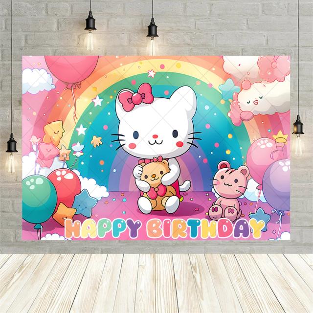 Tema Fotográfico Olá Kitty: Banner Personalizado e Acessórios para Festa de Aniversário e Baby Shower