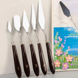Conjunto de espátula de aço inoxidável, pintura macia, pintura a óleo, cabo de madeira, faca paleta, ferramenta raspador guache - Image 2