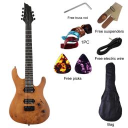 24 trastes guitarra elétrica 8 cordas instrumentos musicais 39 Polegada árvore burl pele superior sólido okoume corpo de madeira nova chegada - Image 6