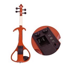 Tamanho completo 4/4 violino elétrico silencioso corpo solidwood 4/4 violino brazilwood arco corda cabo de conexão ponte carry caso vermelho - Image 3