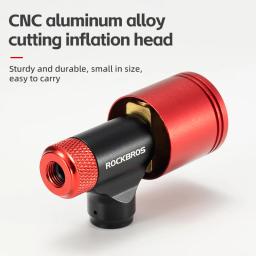 Bico da bomba de CO2 para bicicleta ROCKBROS MTB Road Bicycle Bocal da bomba de CO2 Medidor de pressão Bomba de ar CO2 Inflator Bico Acessórios de ciclismo - Image 4