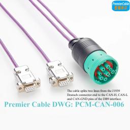 J19-Deutsch 9 Pin para Dual DB9, Split Cable Compatível com Ônibus Construção Máquinas e Equipamentos Industriais - Image 3