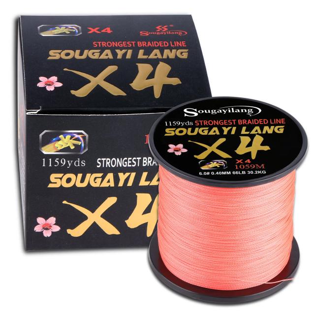 Sougayilang Linha de Pesca Trançada 4X 100m 300m Multifilamento PE para Água Salgada
