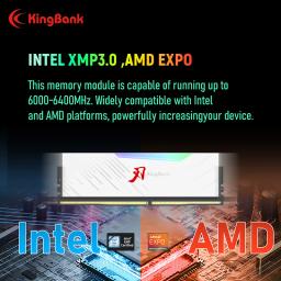 KingBank marca série DDR5 RGB Memória RAM DDR5 RAM PC 16GB 32GB 64GB 6000MHz 6400 MHz RAM para Desktop Chip Hynix Branco - Image 3