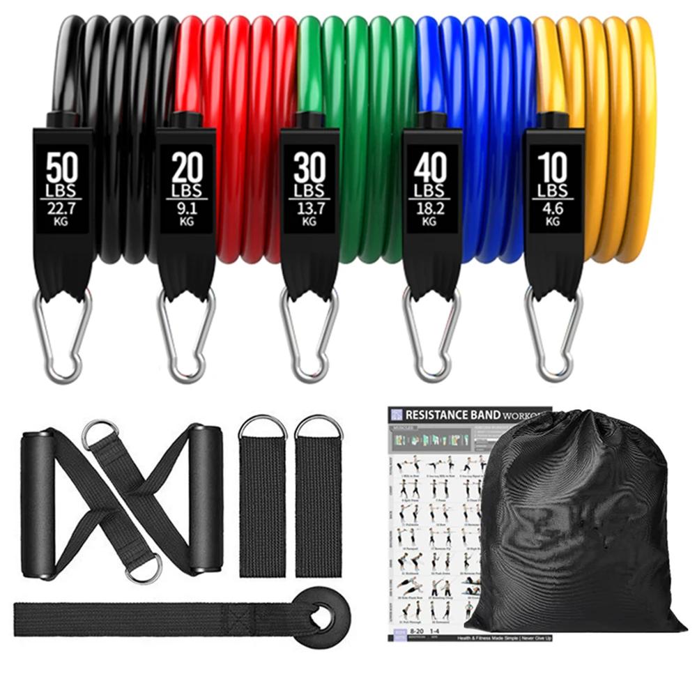 Conjunto de faixas elásticas de resistência para treino em casa, yoga e exercícios de fitness