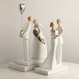 Estatuetas artesanais do casal do casamento, estátua da resina, escultura da arte, o melhor presente para o casamento, beijo abraço, noivo e noiva, romântico - Image 3
