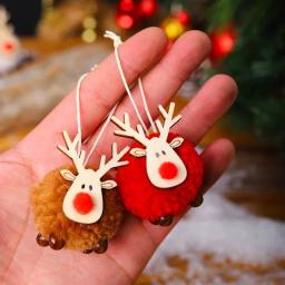 4 pçs natal feltro elk pendurado ornamentos bonito rena artesanato decorações árvore de natal pingentes de madeira festa de ano novo crianças presentes - Image 2
