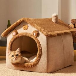 Casa dobrável para cães e gatos, Cama para cães pequenos, ninho quente, cama confortável para cachorros, sofá caverna, produto pet, inverno - Image 1
