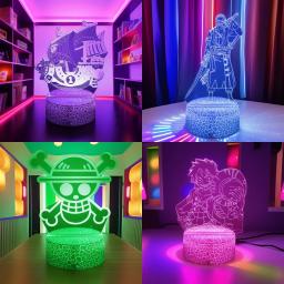 One Piece Anime Figura Luzes LED Night, Zoro Luffy Figuras, Action Figure, Lâmpada 3D, Brinquedos Mudando a Cor, Boneca, Usopp, Presentes de Natal - Image 1