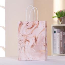 Saco De Presente De Papel Com Design De Mármore, Bolsa Para Aniversário, Presente De Casamento, Decoração De Festa, Suprimentos De Embalagem, Artesanato De DIY, 5Pcs - Image 3
