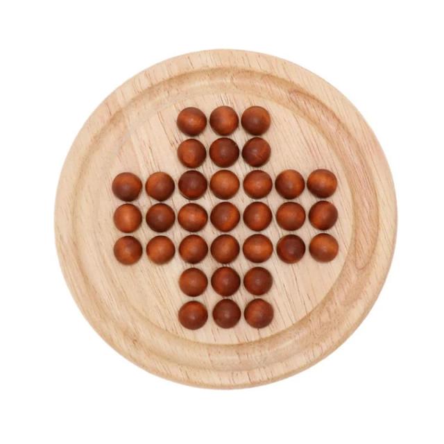 Madeira Peg Solitaire Quebra-Cabeça Jogo de Estratégia Educacional para Adultos Crianças