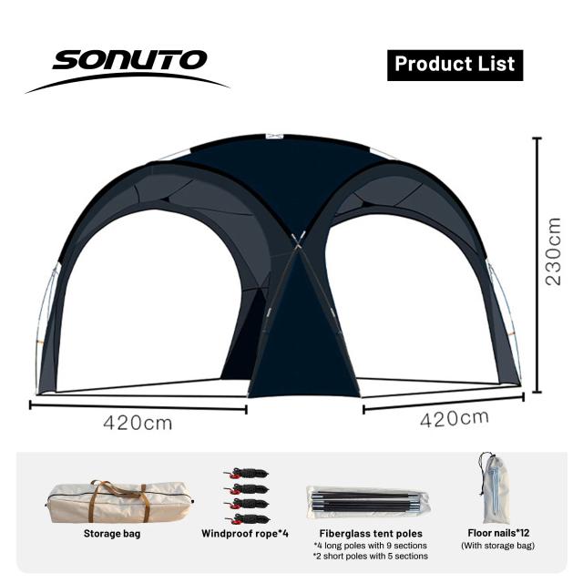 Sonuto Canopy Extra Grande para Acampamento: Toldo Impermeável e Anti-Mosquito com Proteção Solar para Atividades ao Ar Livre