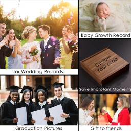 Caixa De Armazenamento Com Logotipo Personalizado Livre, Madeira De Maple, Fotografia, Presente De Casamento, Álbum De Fotos, Caixa De Jóias Decoração, Gravação Livre Nome, Casos De Madeira - Image 5