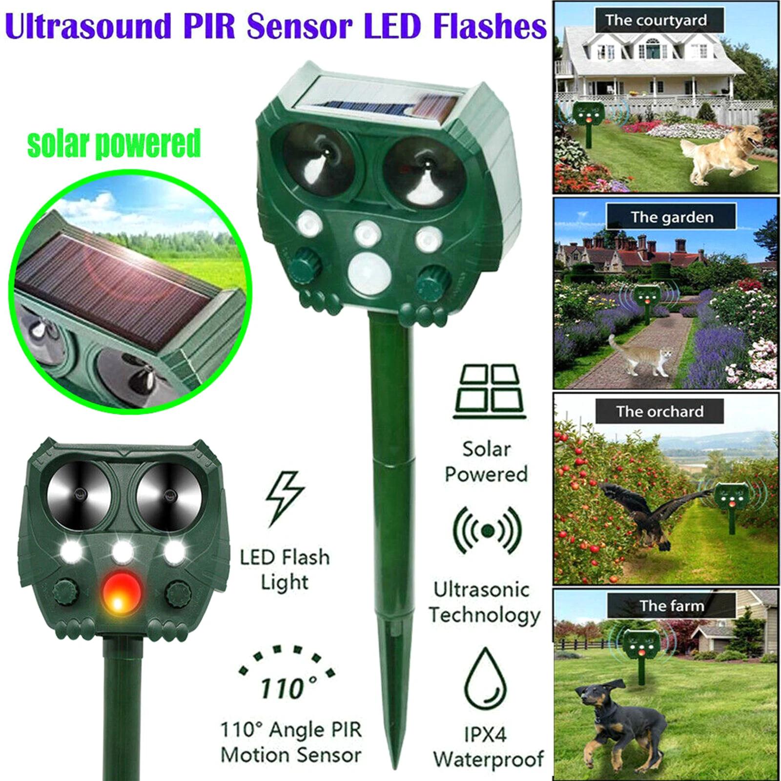 Outdoor Solar Powered Ultrasonic Repeller, animal, pássaro, pragas, repelente, cão, gato, cervos, guaxinim, jardim, controle de ratos, 5-velocidade ajustar - Image 1