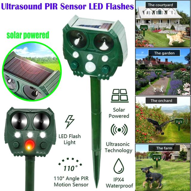 Repelente Ultrassônico Solar para Animais e Pragas: Controle Eficiente de Ratos, Pássaros, Cães, Gatos e Cervos em Seu Jardim com 5 Níveis de Ajuste