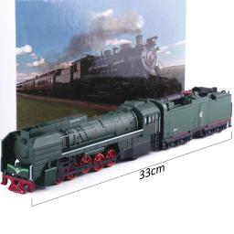 Modelo de brinquedo fundido, trem de locomotiva a gás, puxar, carro leve e de som, clássico, QJ2, No.0001 Scale, 1:87 - Image 4