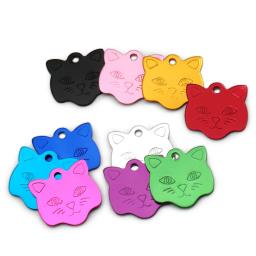 Atacado 20pcs cat ID tag gatos nome tag pingente alumínio pet acessórios rosto placa de identificação personalizado tag para gatos colar - Image 5