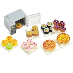 Dly mini figuras de bloco de construção de alimentos pão peixe frutas frango caranguejo cachorro-quente bolo pizze caixa de cenoura brinquedos criativos peças de cidade tijolo - Image 6