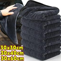 Toalha de lavagem de carro de microfibra de alta qualidade engrossar pelúcia dupla face detalhando carro casa cozinha pano de limpeza trapos super absorventes - Image 1