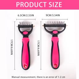 Dupla face Pet Grooming escova, derramamento e dematting Undercoat Rake pente para cães e gatos, 1PC - Image 3