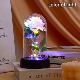 Rosas preservadas para mulheres, rosa galáxia de vidro, luz LED, flor artificial, presente de aniversário para menina, 1pc - Image 5