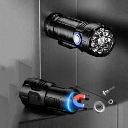 Recarregável LED Mini Lanterna, alta potência, 5000LM, Tipo-C, 8 x XPG Beads, cauda Magnet Clip, tocha, impermeável, iluminação portátil - Image 3