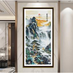 Pintura Paisagística Vertical Artesanal, Kit Ponto Cruz, Conjunto DIY, Bordado à Mão, Sala, Foyer, Decoração de Moda - Image 2