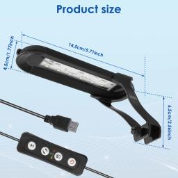 Impermeável LED Fish Tank Light com controle remoto, Aquário Clip Lamp, brilho ajustável, 3 temporizadores, 14 cores de luz - Image 3