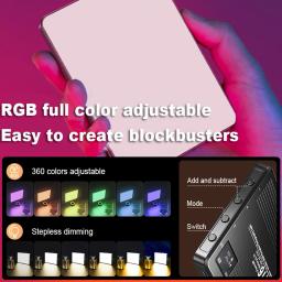 Dimmable RGB LED Video Light, Fotografia Fill Camera Lighting Panel, Hot Shoe Port para Vlog Live Streaming DSLR, 3000-9000K - Image 4