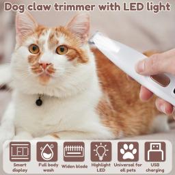 Aparador elétrico para cães de estimação, com luz led, à prova d'água, aparador de pelos de pés, baixo ruído, gato, cachorro, rosto, pé, orelha, quadril, pata, barbeador - Image 2