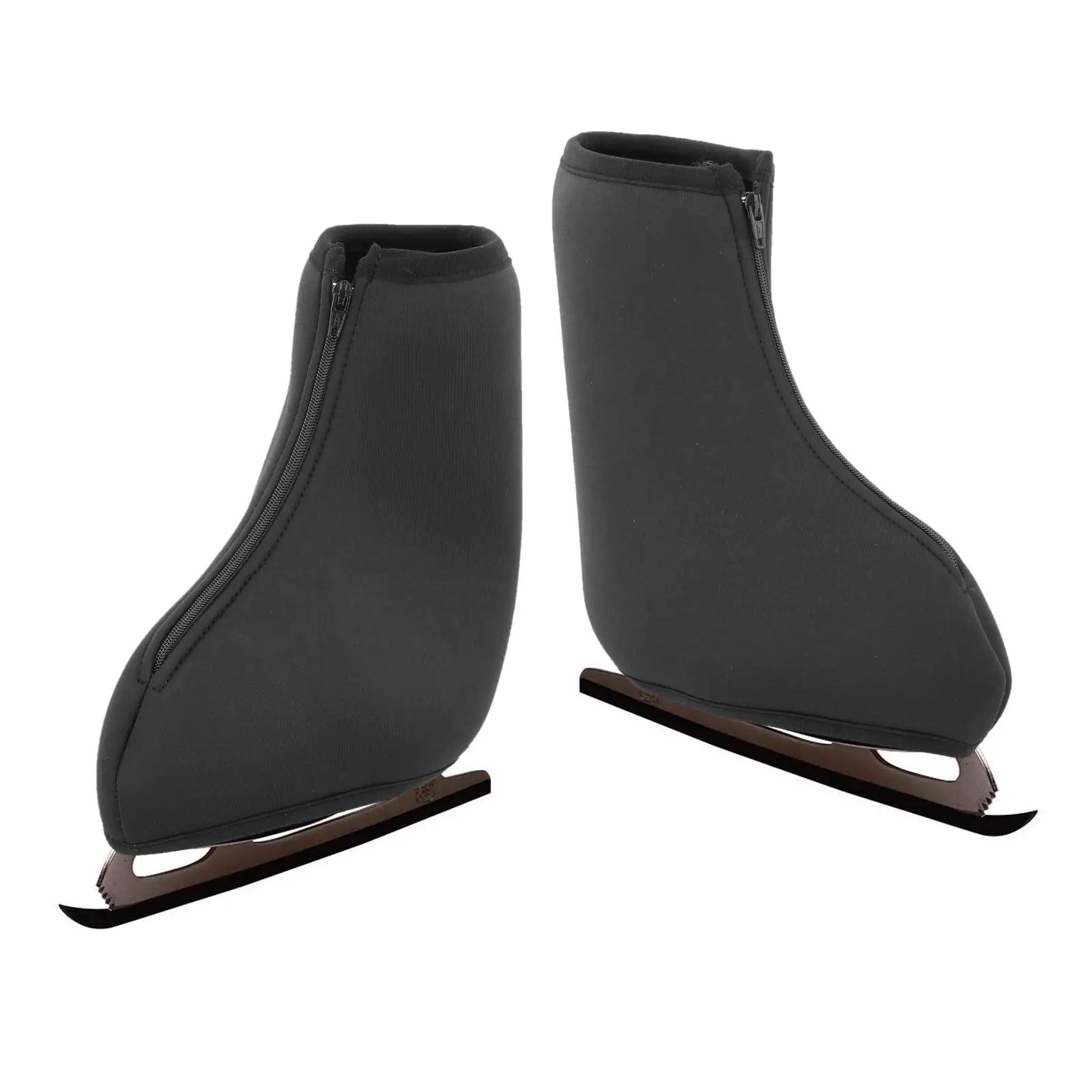 2 pçs patins de figura botas protetor de neoprene overshoes cobre patins de gelo bota cobre protetor com zíper para crianças adulto - Image 1