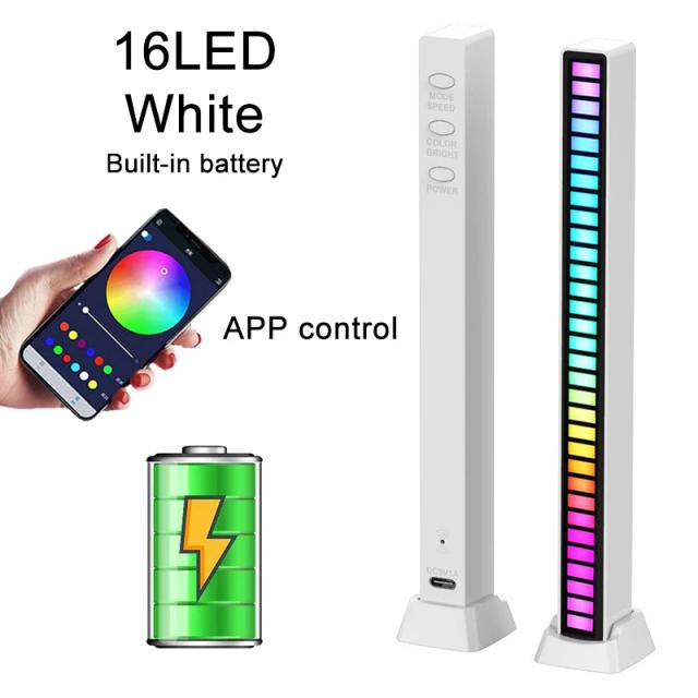 Luzes RGB de Ritmo Musical com Bateria Recarregável, Lâmpada LED e Barra de Som - Pacote com 2 Unidades