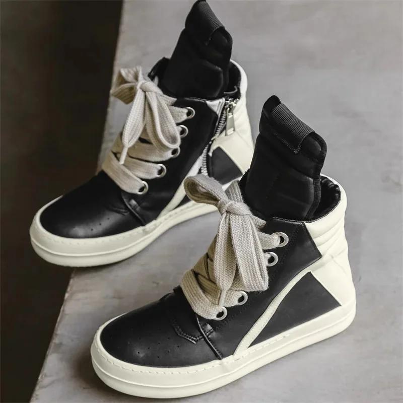 Ro mesmo estilo botas longas de cano alto outono/inverno sapatos masculinos high street nicho vintage motocicleta versátil esporte sapatos casuais me - Image 1
