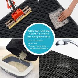 Tapete impermeável de cama de gato de camada dupla com presente, antiderrapante, tapete lavável para caixas de areia e camas para animais - Image 3