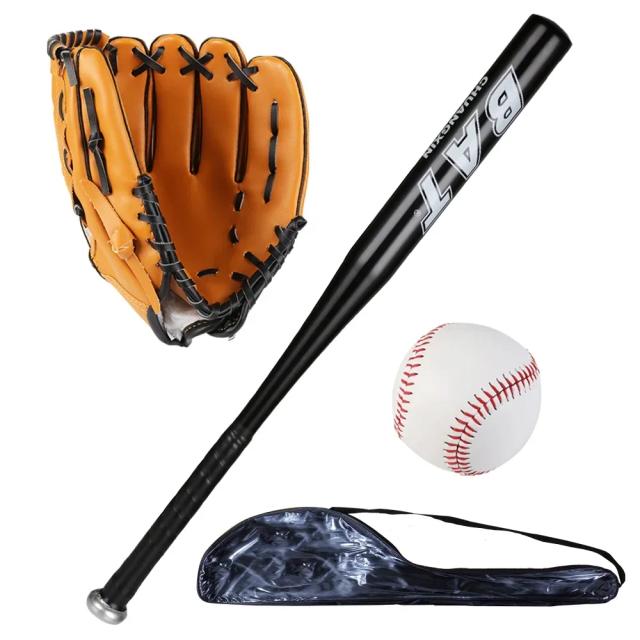 Conjunto de Bastão de Alumínio para Baseball com Luva e Baseballs - Ideal para Softball e Prática de Rebatidas, 25"