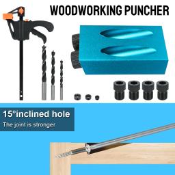 Bolso Hole Puncher Jig Kit com Broca Set, Carpintaria, Perfuração Locator Guia, 15 Graus, 7 Pcs, 14 Pcs, 15Pcs - Image 4
