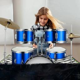 Conjunto de instrumentos musicais profissionais para crianças, kit de bateria para presente Hot Junior, 5 peças de bateria pratos e fezes, 2023 - Image 1