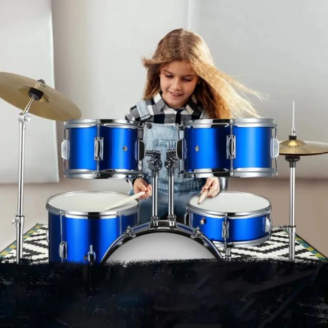 Kit de Bateria Profissional Hot Junior para Crianças - Conjunto Completo com 5 Peças, Ideal para Presentear em 2023