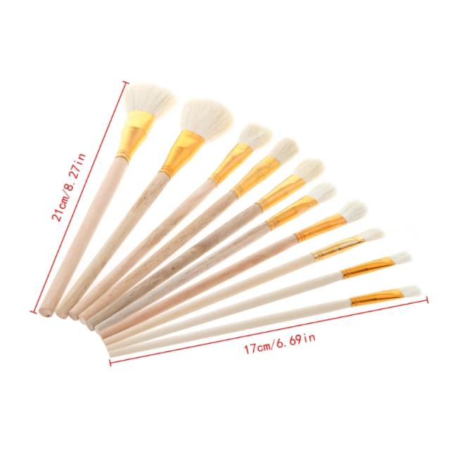 Conjunto de 10 Pincéis para Pintura Artística: Óleo, Acrílico, Aquarela e Desenho para Crianças e Artesanato DIY
