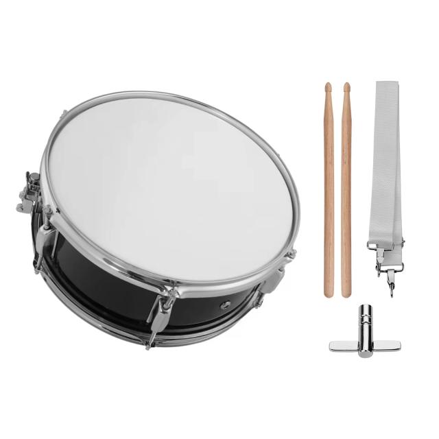 Conjunto de Bateria Portátil com Baquetas, Alça de Ombro e Drum Key - Ideal para Estudantes e Iniciantes, 12"