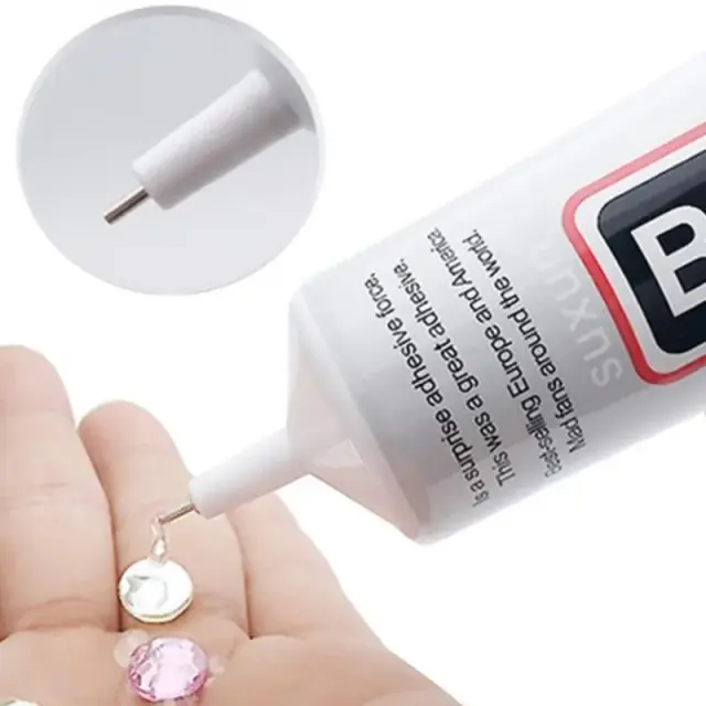Adesivo Multiuso para Artesanato e Jóias - Cola de Força para DIY, Crystal Display e Strass em Frascos de 3 ml, 15 ml e 50 ml