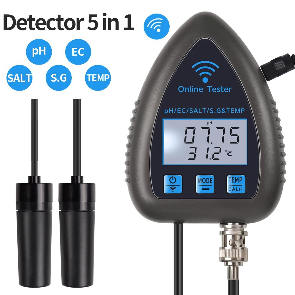 Monitor de Qualidade da Água para Aquicultura, Analisador de Água Bluetooth Multifuncional, Tuya, WiFi, TDS, CE, SAL, PH, G.TEMP, 5 em 1 - Image 1